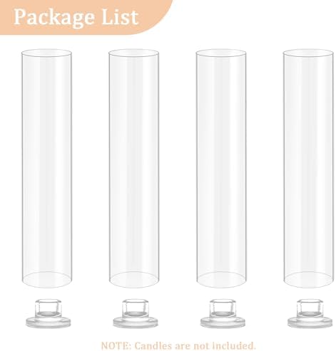 Hurricane Candle Holder Thickened Cylinder Covers Short Taper Candle Sticks Holder 2.5" D × 11" H Glass Tall Candlesticks Holders Centerpiece for Wedding Dining Table, 4 Pcs - Image 7