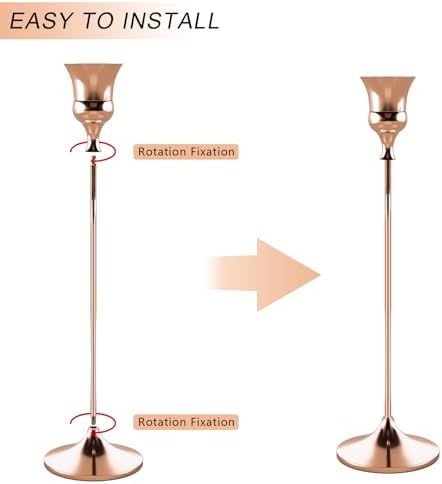Showin Candlestick Holders Rose Gold, 3 Packs Taper Candle Holder for Candlesticks, Candle Sticks Holder Decor for Home Decor - Image 6