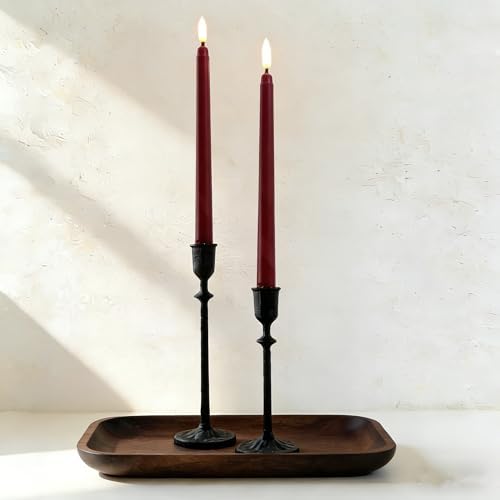 Burgundy Flameless Taper Candles with Remote Timer Set of 4 - Image 6