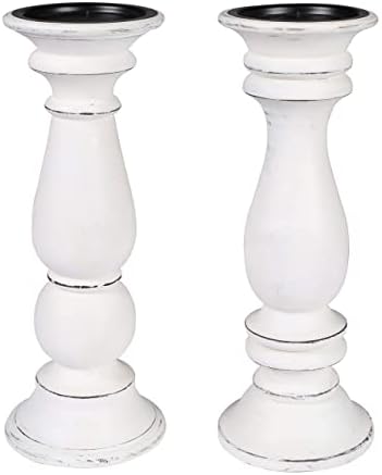 Rustic Candle Holder Set of 3 – 10", 8", 6" – Burnt Finish Wooden Pillar Stands for Wedding, Party, Home Décor, Spa – Country Style Gift for Table Centerpiece - Image 7