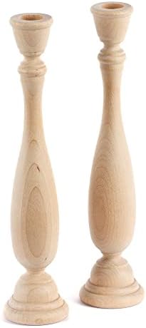 Unfinished Natural Wood Candle Sticks Set by Factory Direct Craft - Set of 2 Wooden Candle Holders for DIY Crafts and Decorating Made in USA (Sizes 11" H) - Image 5