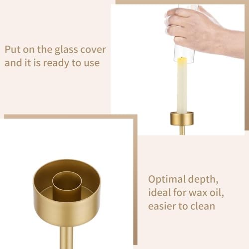 Sziqiqi Hurricane Candle Holder for Wedding: Gold Candlestick Holders 18 Pcs for Table Centerpieces - Glass Candle Stick Holder Bulk for Party Event - Image 6