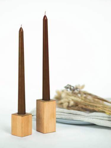 CANDWAX 8 Inch Taper Candles Brown Decor Unscented Candle Sticks 12 Pack - Image 7