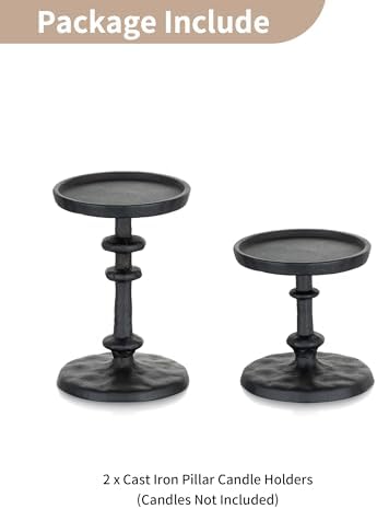 NUPTIO Pillar Candle Holder Black: Solid Cast Iron Candle Stand - Image 6