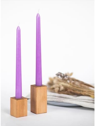 CANDWAX 8 inch Taper Lilac Candles Set of 12 - Unscented Smokeless Dripless Tall Candlesticks - Perfect for Special Occasions, Ordinary Dinners, for Mother's Day - Lavender Candle Sticks - Image 6