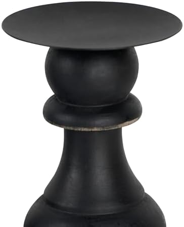 NIKKY HOME Farmhouse Wooden Pillar Candle Holders Set of 2, Black - Image 6
