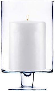 CYS EXCEL Glass Hurricane Pillar Candle Holder (H:10" W:6") | Multiple Size Choices Short Stem Candle Centerpieces | Stemmed Glass Cylinder Candle Vase - Image 6