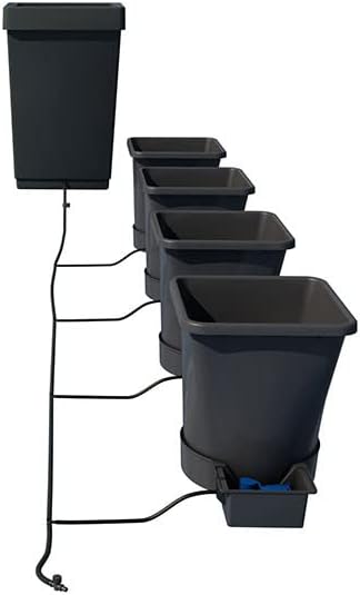 AutoPot 4 Pot XL System with 6.6 Gallon Plastic Pots and 12.4 Gallon Tank - Self-Watering, Gravity-Fed Hydroponic System - Indoor, Black