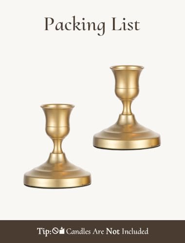 Gold Candlestick Holders Vintage: Taper Candle Holder Set of 2 - Image 7
