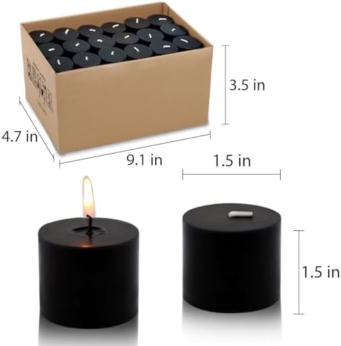10 Hours Black Votive Candles Bulk, 36 Packs Small Unscented 1.5 Inch Diameter Wax Candles for Halloween Wedding, Party, Holiday & Home Decoration - Image 6