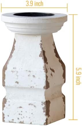 SOFE Distressed White Candle Holder, Rustic Candle Holder for Pillar Candle - Image 4