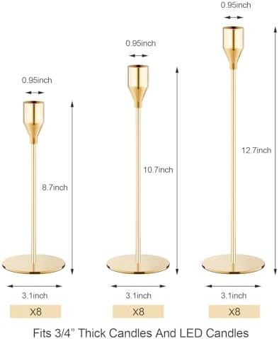 NLBTW 24 Pcs Gold Taper Candle Holder Bulks for Wedding Party Home Decor - Image 6