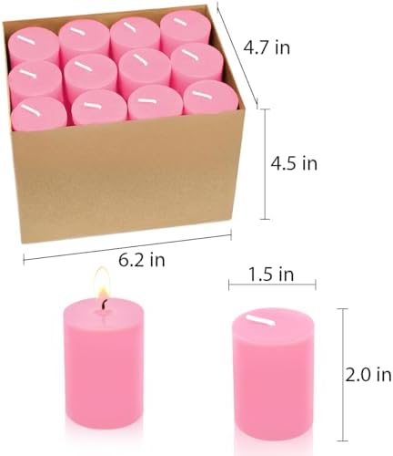 12 Hours Pink Votive Candles, 2.0 Inch Unscented Wax Candles for Wedding, Party, Holiday & Home, 24 Packs, VOTIVE-24X2.0FLAT-PINK - Image 7
