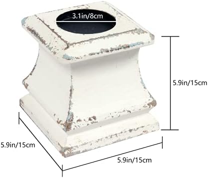 SOFE Handmade Shabby Farmhouse Wooden Pillar Candle Holders, 6 × 6 Inches - Image 5