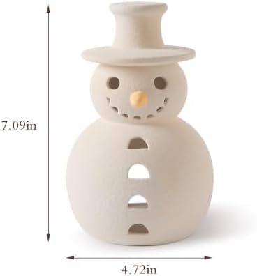 Christmas Decorations, Set of 3 Handmade Terracotta Snowman Figurines - Image 6