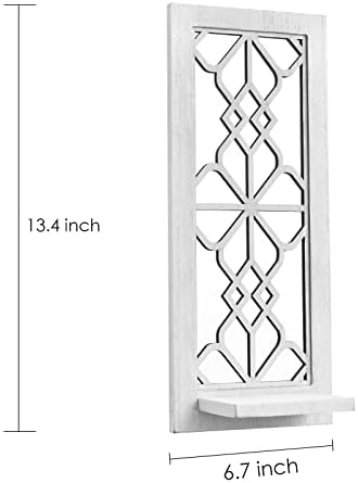 Pibeyer 2 Set Rustic Candle Holders Wall Décor Farmhouse Candle Sconces Wood Decorative Wall Art(Distressed White) - Image 6
