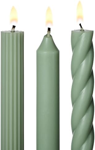 Illume Beautifully Done Unscented Assorted Candle Tapers 3-Pack, Sage Green - Image 3