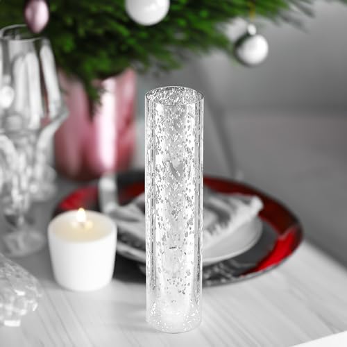 WGVI Hurricane Candle Holder Sleeve, W: 3", Ht: 14", Silver Speckled Glass Cylinder Open Both Ends, Chimney Tube Shade, 6 Pieces - Image 7