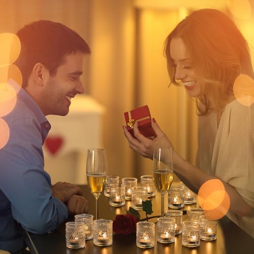 24 Pack Clear Glass Votive Candle Holders, Vintage Candle Holder for Floating Candle, Tealight Candle Holder for Table Centerpieces Home Bridal Shower Birthday Christmas Wedding Party Table Decoration - Image 7