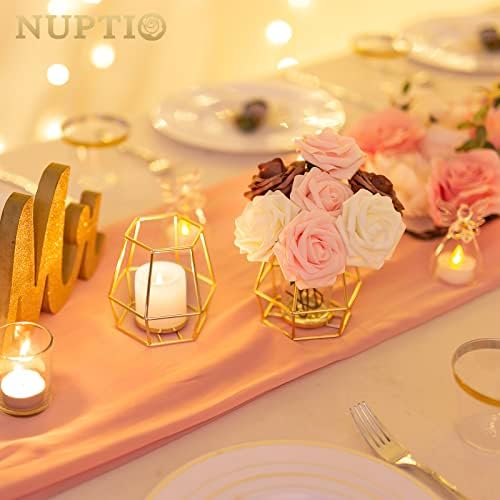 NUPTIO Gold Geometric Tealight Candle Holders, Set of 2 - Image 7