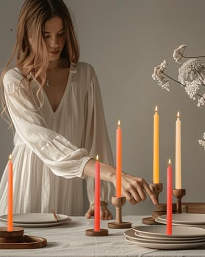 Brown Tapered Candlesticks Taper Candles Smokeless Unscented Long Burning-Hand Poured,Colored for Home Decor Wedding, Dinner-10.6inch,Set of 12 - Image 6