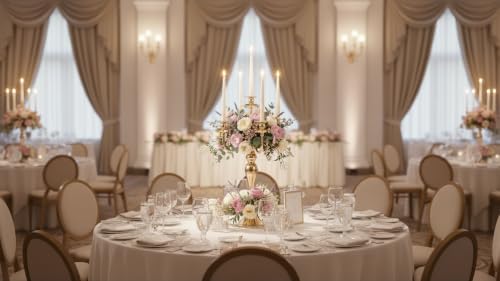 20.3'' Tall 5 Arm Gold Candelabra Centerpiece for Table, Metal &Crysyal Candle Holder, Retro Candelabra/Candlestick Table Centerpieces for Party, Events, Home, Wedding Decor (1pc, Gold) - Image 6