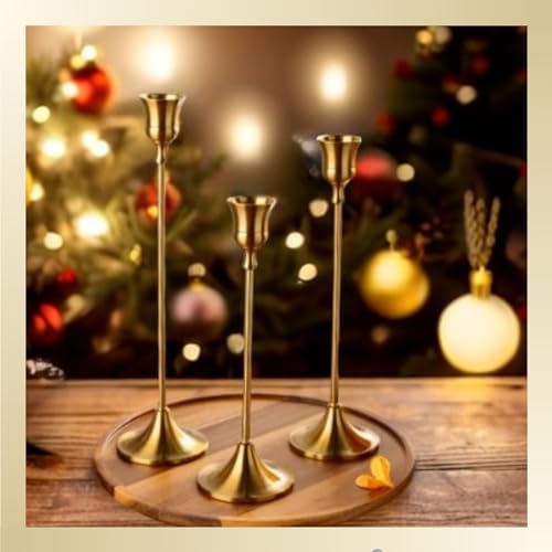 Brass Gold Candlestick Holders Set of 6, Taper Candle Holder for Candlesticks, Antique Vintage Candle Stick Candle Holders for Table Centerpieces Mantel Wedding Home Christmas Decorations - Image 6