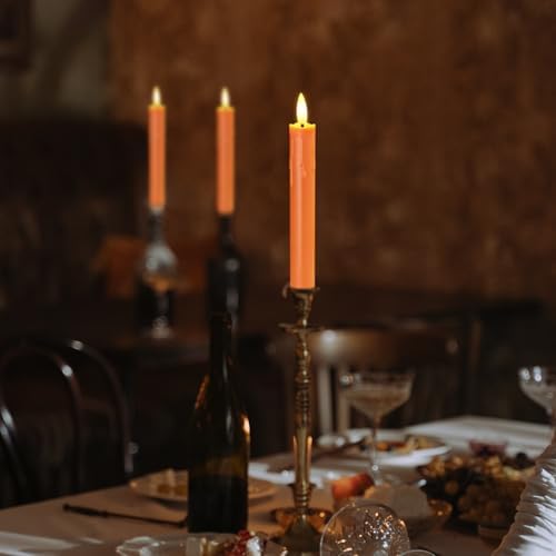 Flameless Flickering Taper Candles Two Remote,7.5 Inch Orange Battery Operated LED Window Candles Timer,Set of 8 Plastic 3D-Wick Dripping-Wax Effect Flameless Candlesticks(0.86”Dia,Warm Fire) - Image 6