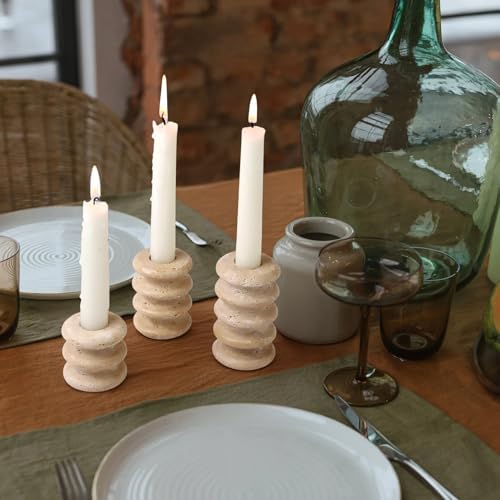 Vixdonos Natural Stone Candle Holder Set of 3 Taper Candle Candlestick Mantle Candle Stand for Home Decor,Wedding,Party and Table Centerpieces(White) - Image 7