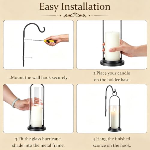 Wall Candle Sconces Hurricane Candles Holder, Modern Pillar Candle Lantern - Image 7