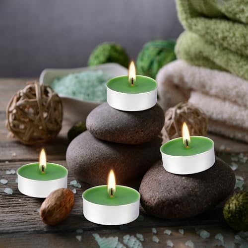 100 Pack Scented Tealight Candles 4 Hours, Spring Aromatherapy Candles for Votive Home, Wedding Holiday and Emergency (Dark Green) - Image 6