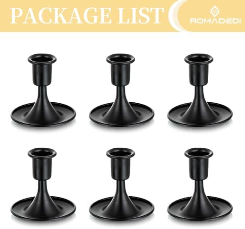 Black Candlestick Candle Holders for Taper :6 PCS Romadedi Candle Stick Holder Set Vintage Table Centerpiece Halloween Decoration Wedding Christmas Fireplace Mantel Home Deocr - Image 7