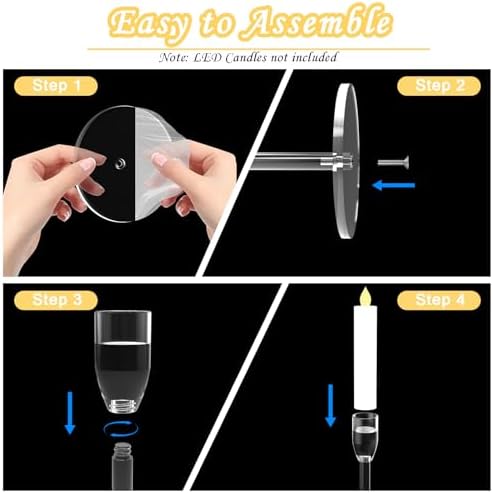 2 Sets Candlestick Holders 3 Piece Set Taper Candle Holder with Different Heights Ideal for Table Decor Party Home Decoration Fits 0.87" LED Stick Candles - Image 6