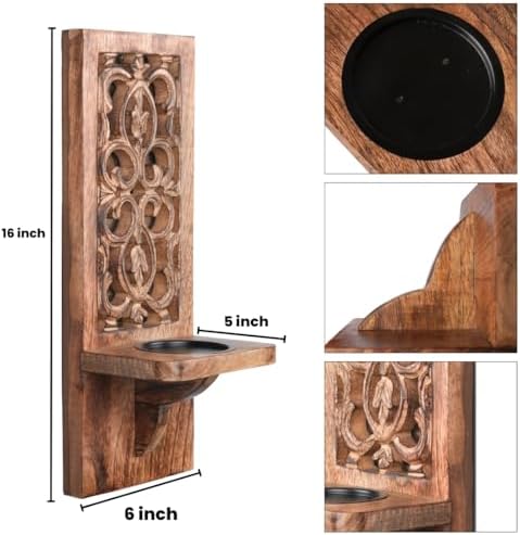 Rustic Wall Candle Sconces Pack of 2, 16 Inch – Natural - Image 7