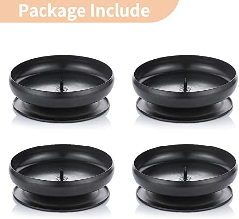Pcs of 4 Spike Candle Holder Iron Candle Plate Pillar Candle Holder, Black, Decorative Iron Pillar Candle Plate, 3.6" Diameter Pedestal Candle Stand for LED & Wax Candles, Incense Cones, Spa, Weddings - Image 7