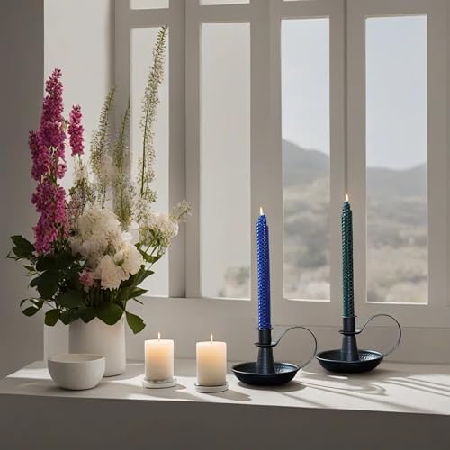 Black Retro Iron Taper Candle Holders for Farmhouse Decor Home,2 pcs - Image 6