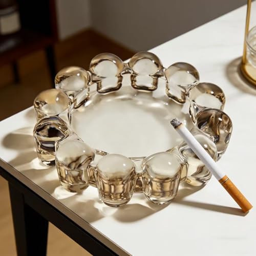 khtumeware Chic Smoky Bubble Glass Candle Dish – Modern Clear Glass Candle Holder for Tealights & Diffusers, Decorative Tray for Home & Tabletop Decor(2 Pack) - Image 6