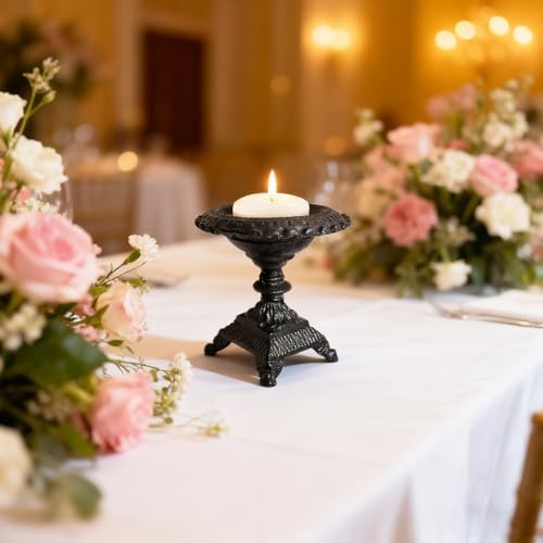 Rustic Cast Iron Candle Holder, FoyaHome Vintage Tall Pillar Candle Stand & Farmhouse Fireplace Decor, Metal Candle Pedestal for Antique Candlestick Holders, Rustic & Farmhouse Candle Holders - Image 7