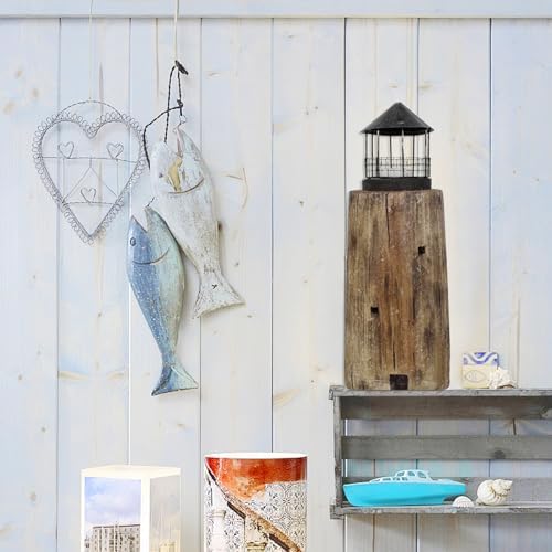 Decorative Nautical Coastal Candle Holders Wood Lighthouse Tea Light Holder - Image 6