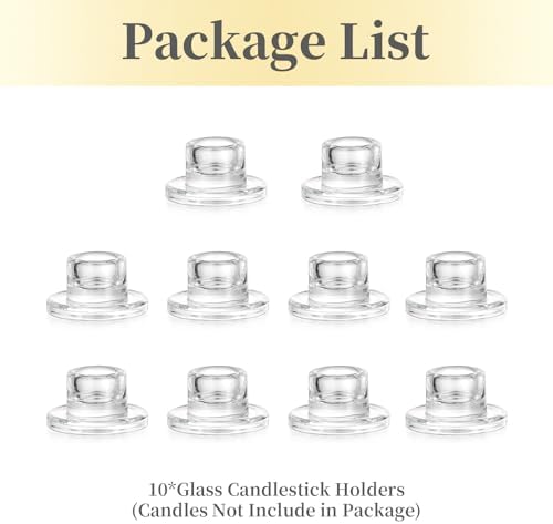 Hewory Glass Taper Candle Holders Bulk, 10 PCS Clear Candlestick Holders - Image 7