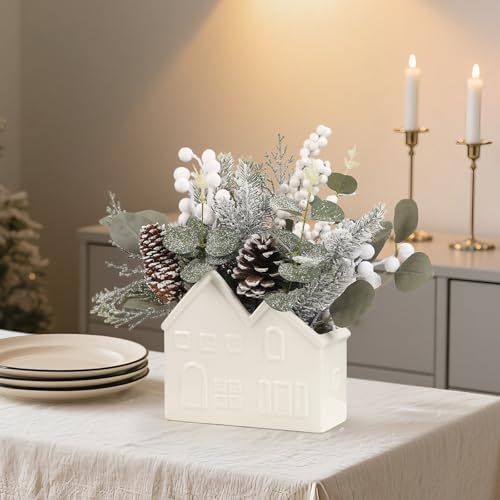 Small Christmas Tree Table Decorations, Artificial Mini Christmas Tree with Pine Cones, Christmas Plants Decorations in Ceramic Pot, Tabletop Ornaments for Home Indoor Fireplace Dining Table Decor - Image 6