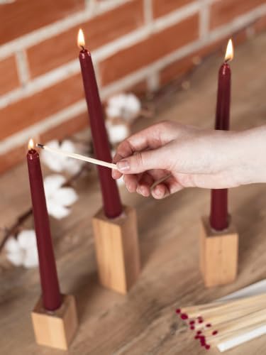 CANDWAX 12 inch Burgundy Taper Candle Set of 12 - Unscented Smokeless Dripless Candlesticks - Candle Sticks for Christmas Decorations, Party Décor, Dinner Table Centerpieces - Burgundy Tapers - Image 6