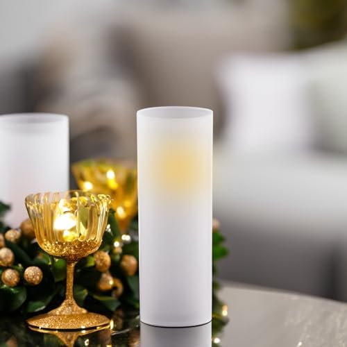 WGVI Hurricane Candle Holder Sleeve, W: 3", Ht: 10", Frosted Glass Cylinder Open Both Ends, Chimney Tube Shade, 6 Pieces - Image 7