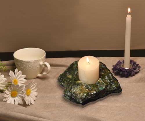 AMOYSTONE Emerald Rough Stone Candle Holder Heavy Natural Decor - Image 7