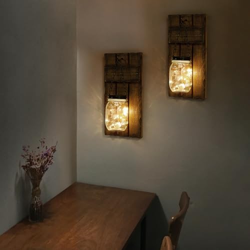 Wall Candle Sconces Set of 2, Candle Holder Rustic Home Decor, Farmhouse Mounted Wooden Candle Holders with Lights, Wall Decorations for Bedroom, Living Room, Kitchen, Bathroom - Image 7