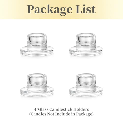Hewory Glass Taper Candle Holders Bulk, 4 PCS Clear Candlestick Holders - Image 7