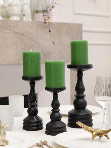 CANDWAX 3x4 inch Grass Green Pillar Candles Set of 3 - Unscented Dripless Rustic Grass Green Candles for Weddings, Centerpieces, Home Décor, Party Decorations - Image 6