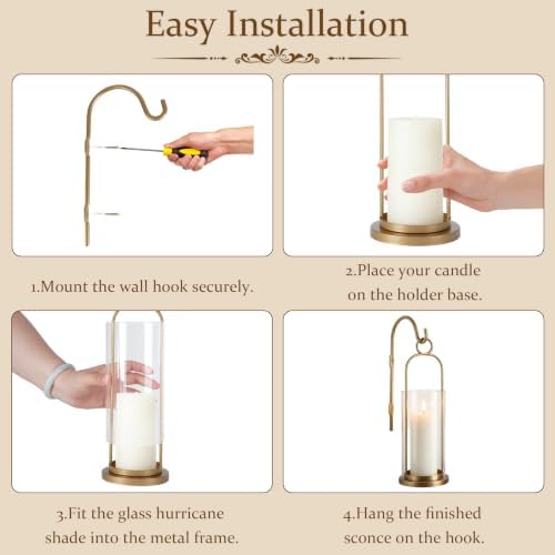 Wall Candle Sconces Hurricane Candles Holder Modern Pillar Candle Lantern - Image 7