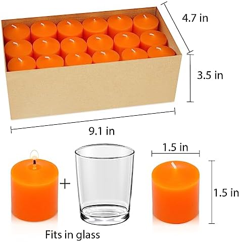 10 Hour Orange Votive Candles for Weddings Party Halloween Fall and Emergency, Set of 36 Unscented Bulk Candles for Restaurants and Home Decoration - Image 7