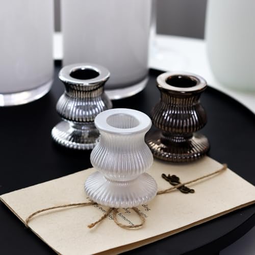 WDHODEC Black White Candlestick Holders 12PCS Glass Taper Candle Holders for Table Centerpiece Colorful Candle Sticks for Wedding, Party and Festival Decoration - Image 7